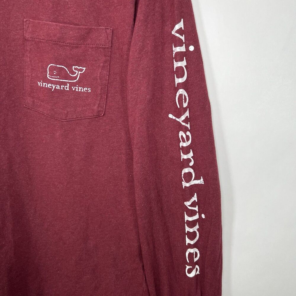 Vineyard Vines Long Sleeve T Shirt Mens Size XS Extra Small Maroon Red Whale - Picture 4 of 9